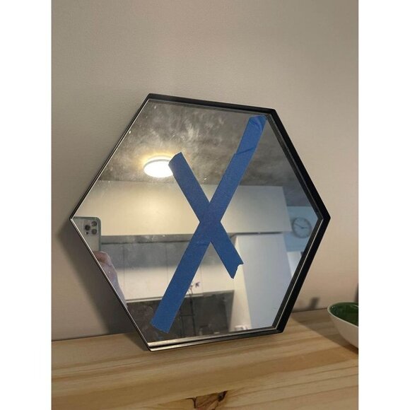 EQ3 Hex Mirror Small black metal frame 11”x13” - Picture 3 of 7